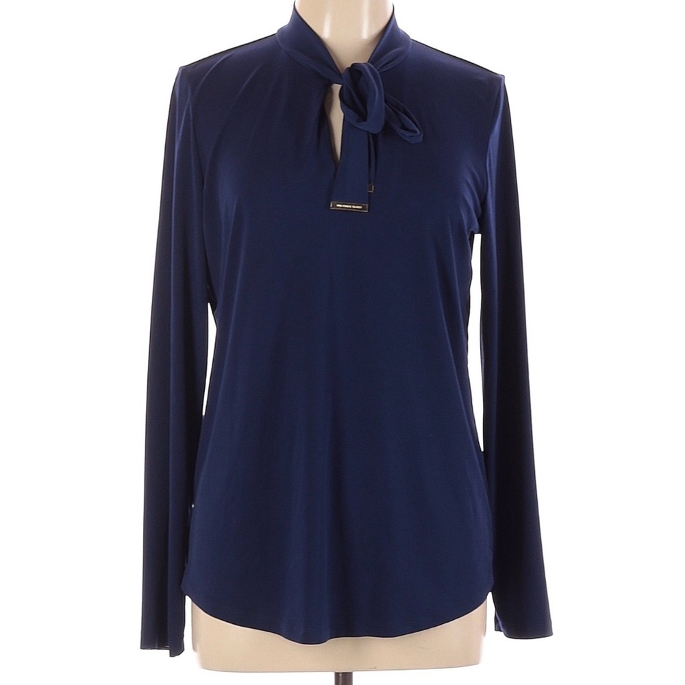 Michael Kors Deep Navy Long Sleeve Scoop Neck Knit Top